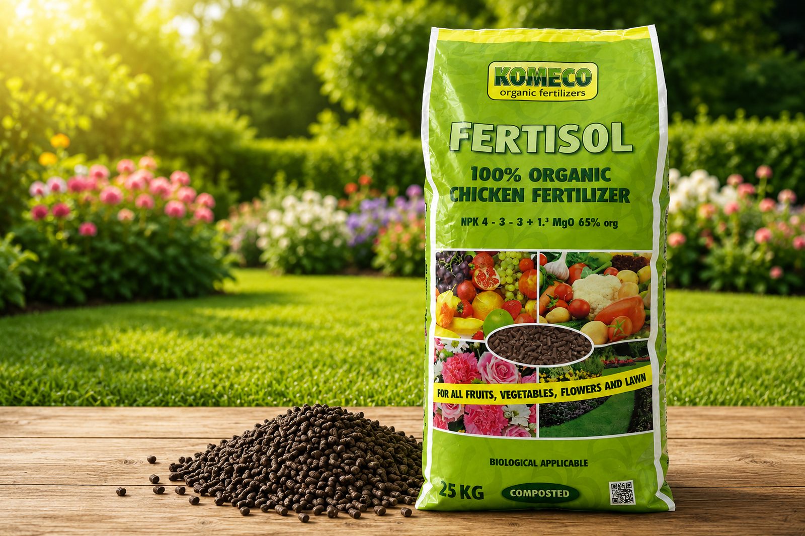 Gezonde tuin met natuurlijke mestkorrels